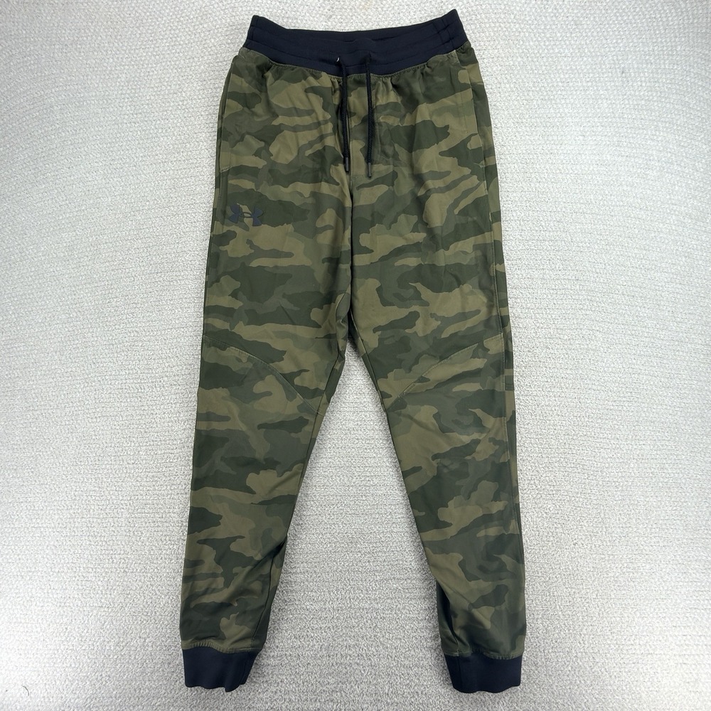 Under Armour Sportstyle Elite Joggers Mens Small Green Camo UA Storm 1379663